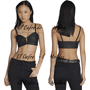 Molde Digital Crop Top Acordonado Cuerina, Talles S Al Xxl