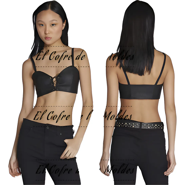 Molde Digital Crop Top Acordonado Cuerina, Talles S Al Xxl 1