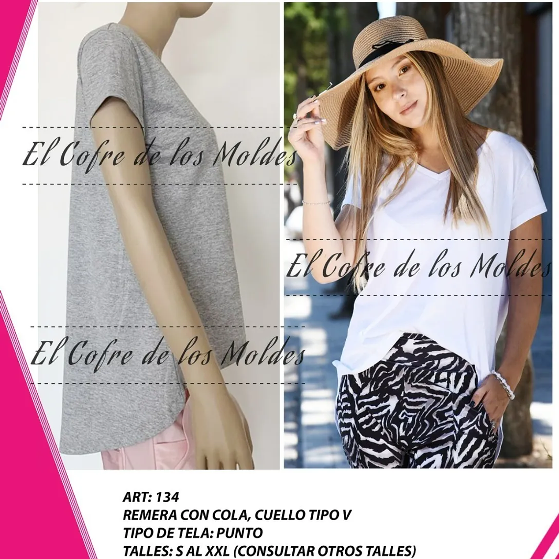 Molde Digital Remera Con Cola, Pack Talles S Al Xxl 1