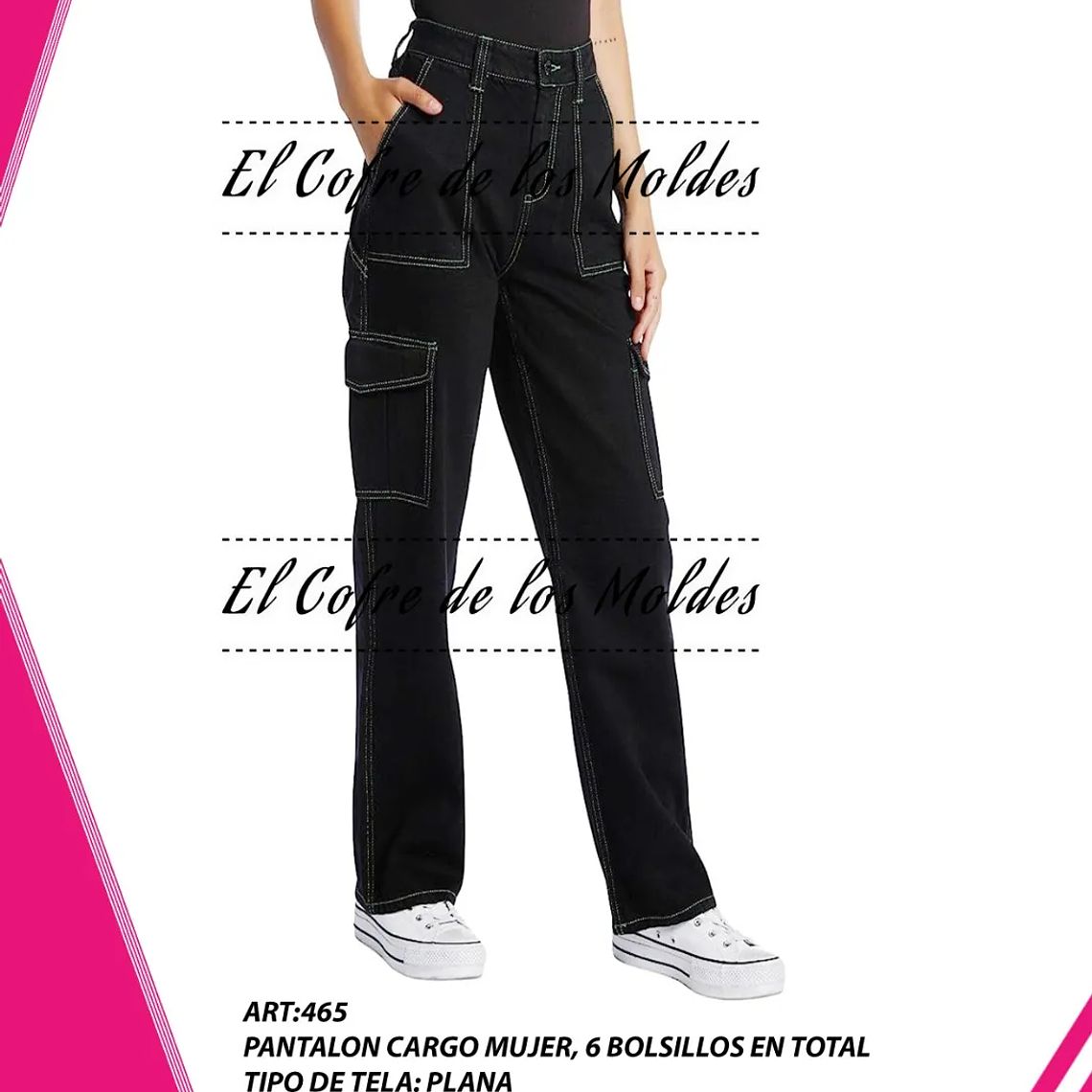 Molde Digital Pantalon Cargo Mujer, Pack Talles S Al Xxl 1