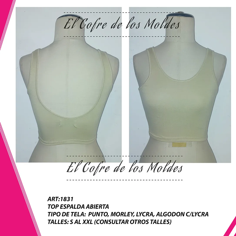 Molde Digital Top Espalda Abierta, Pack Talles S Al Xxl 1