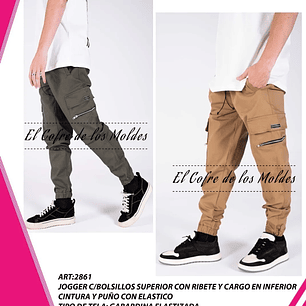 Molde Digital Jogger Bolsillos Cargo Inf, Talles S Al Xxl