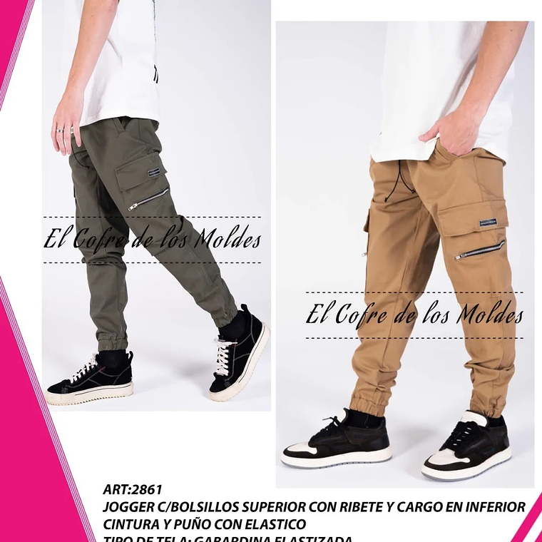 Molde Digital Jogger Bolsillos Cargo Inf, Talles S Al Xxl 1