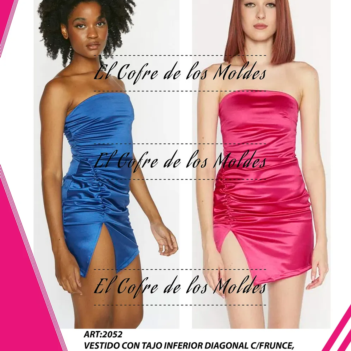 Molde Digital Vestido Strapless C/tajo Inf, Talles S Al Xxl 1