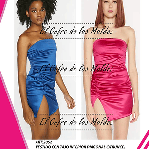 Molde Digital Vestido Strapless C/tajo Inf, Talles S Al Xxl