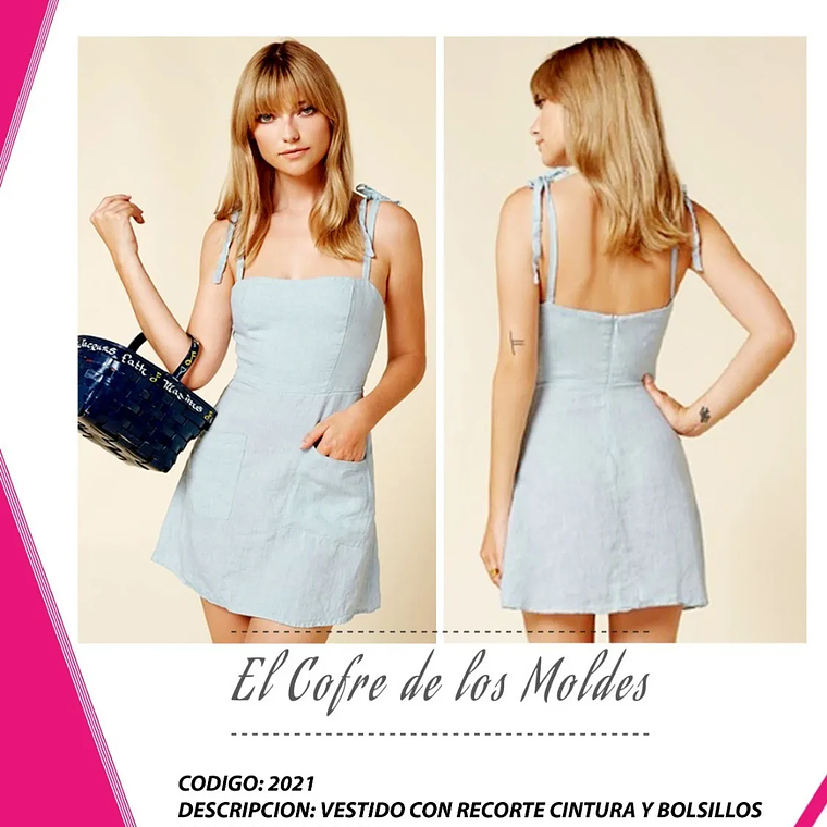 Molde Digital Vestido Evase+bolsillos, Pack Talles 3xl A 7xl 1