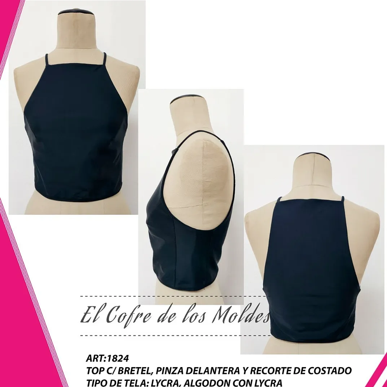 Molde Digital Top Con bretel, Recorte Costado, Talles S Al Xxl 1