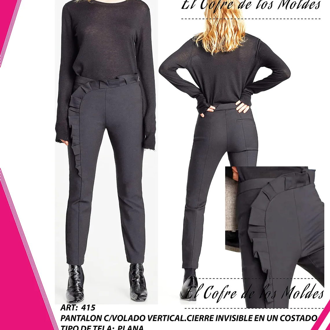 Molde Digital Pantalon Volado Vertical, Pack Talles S Al Xxl 1