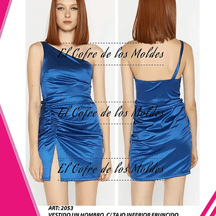 Molde Digital Vestido Un Hombro C/tajo Inf, Talles S Al Xxl