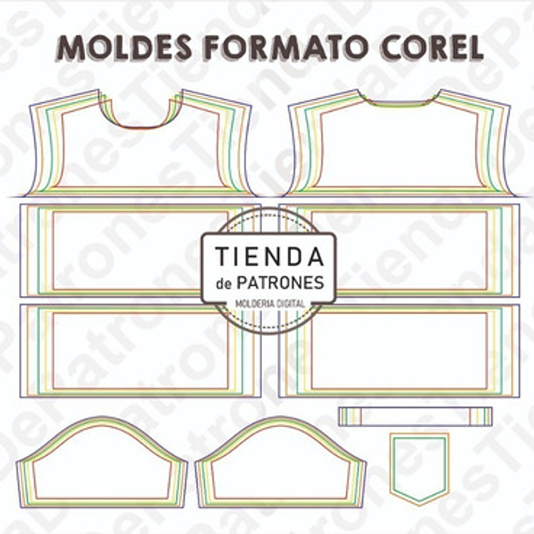Molde Patrón Coreldraw Polera Recortes Hombre Del S Al 2xl 2