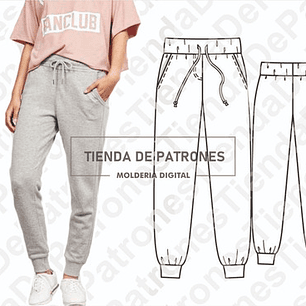 Molde Patron Coreldraw Pantalón buzo Babucha Mujer Del S Al 2xl