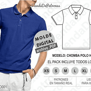 Molde Patron Imprimible Polera Polo Hombre Talles Del Xs Al 3xl