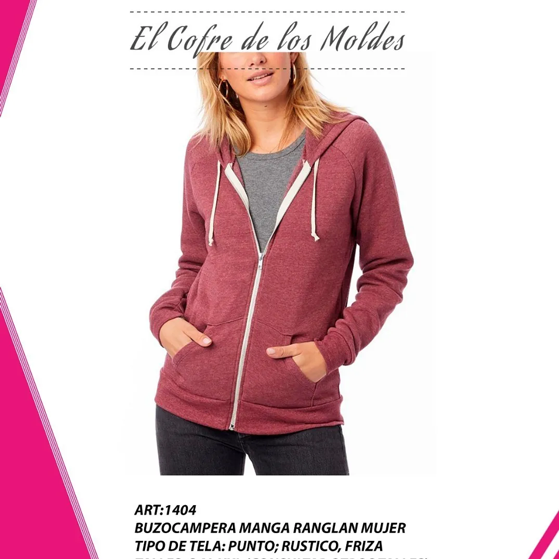 Molde Digital Chaqueta Ranglan Mujer, Pack Talles S Al Xxl 1