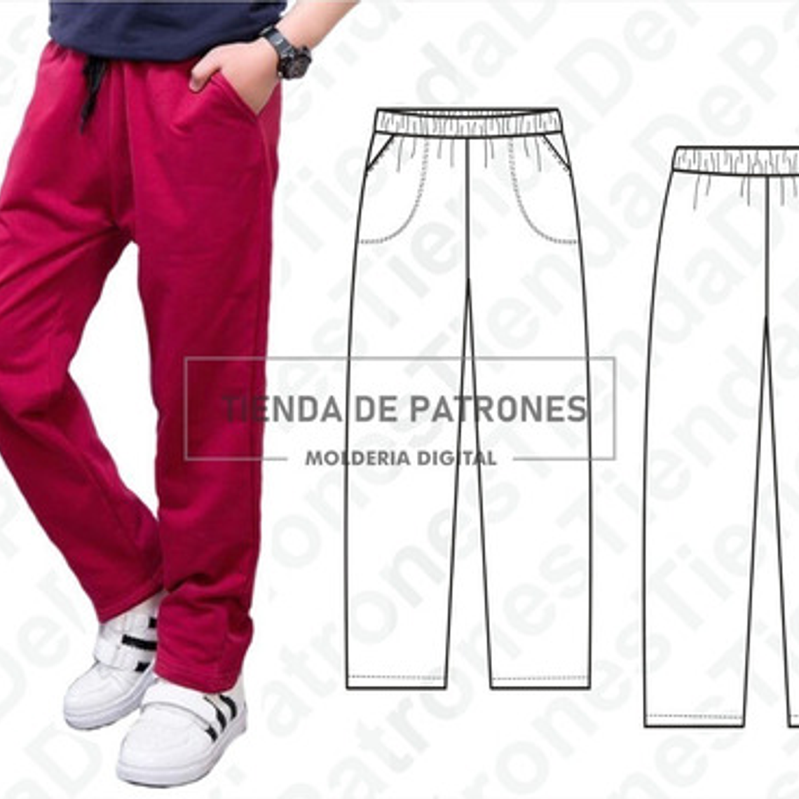 Molde Patron Coreldraw Pantalon Buzo Basico Niños 4 Al 14 1