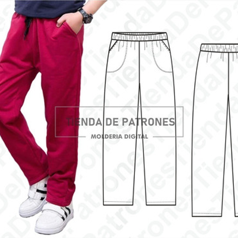 Molde Patron Coreldraw Pantalon Buzo Basico Niños 4 Al 14 1