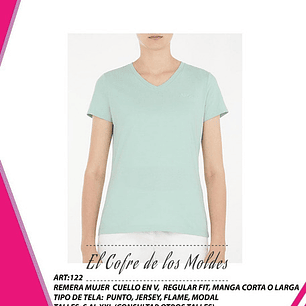 Molde Digital Polera Mujer Cuello V Pack Talles S A Xxl