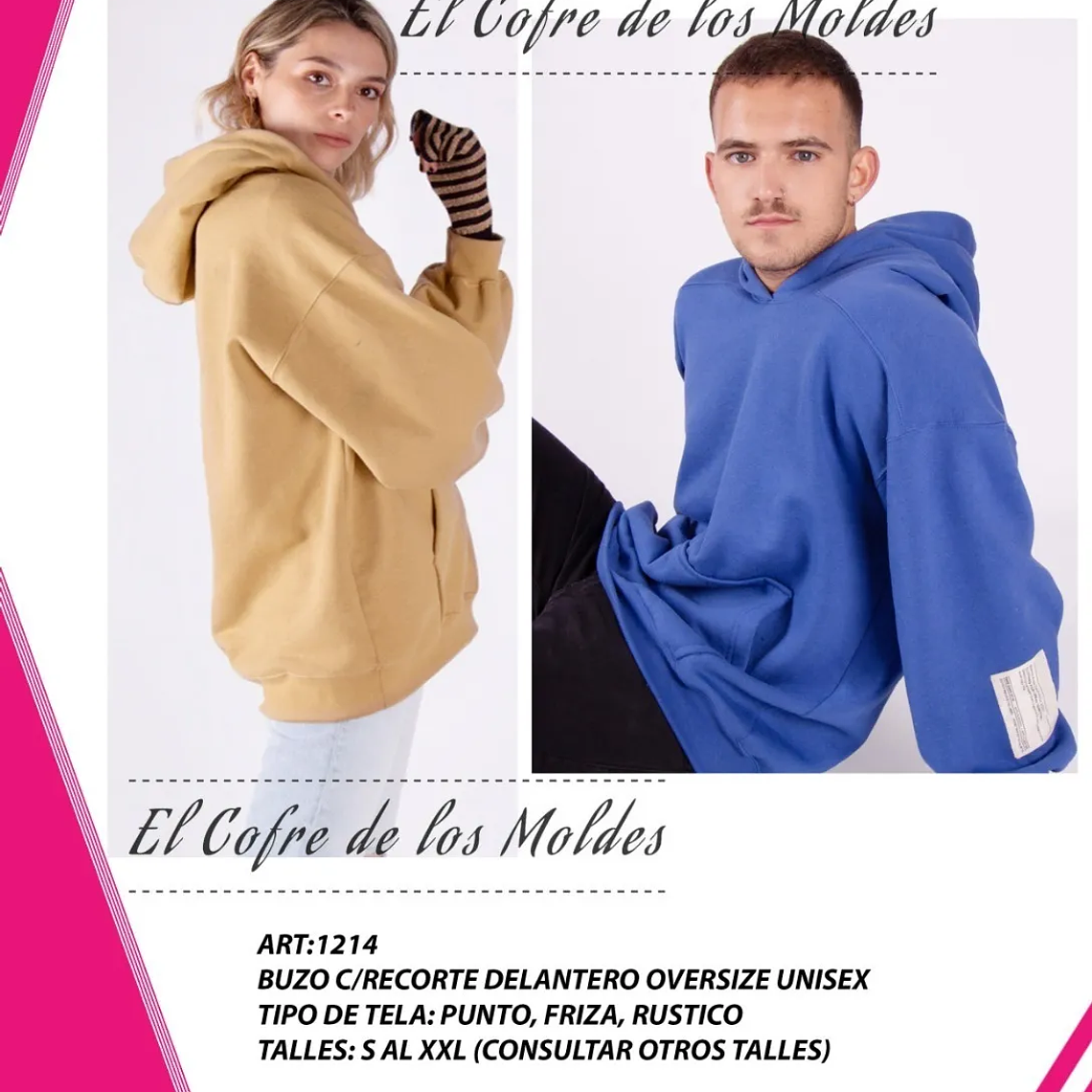 Molde Digital Polerón Con recorte Oversize Unisex, Talles S A Xxl 1