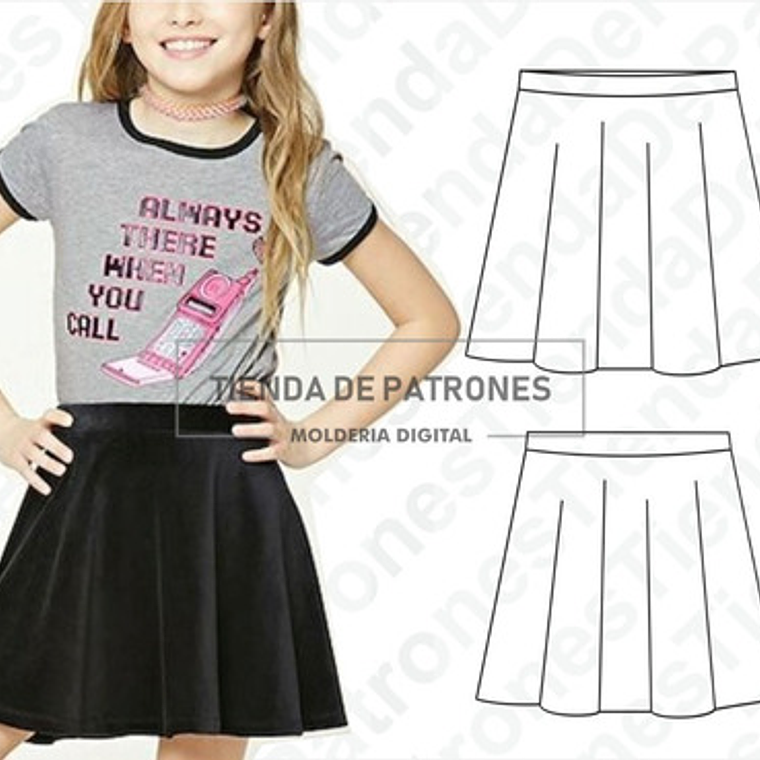 Molde Patron Imprimible Falda Plato Nenas Talles 4 Al 14 2