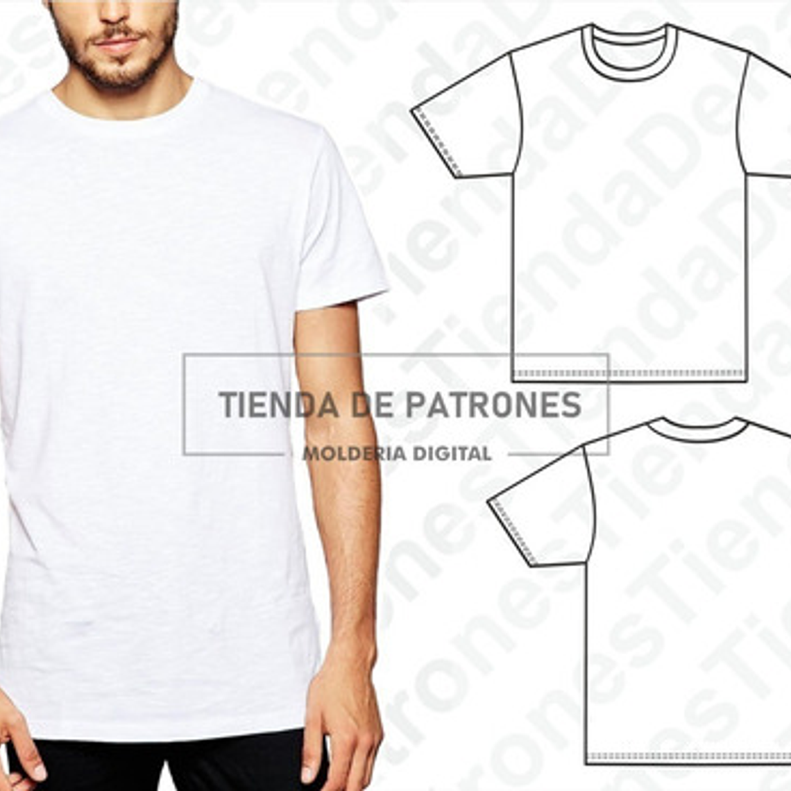 Molde Patrón Imprimible Polera Básica Hombre Del S Al 3xl 1