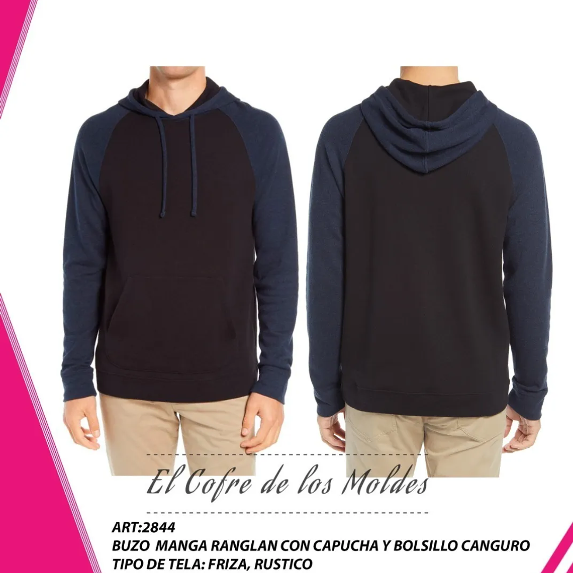 Molde Digital Polerón Ranglan Con capucha y bolsillo Talles S A Xxl 1