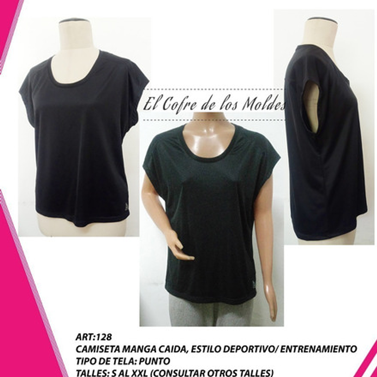 Molde Digital Polera Manga Caida Mujer, pack Talles S A Xxl 1
