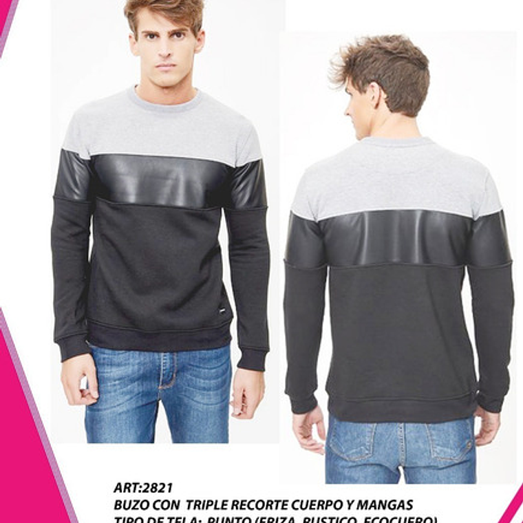 Molde Digital Polerón Con Triple Recorte Patron Pack 5 Talles! 1