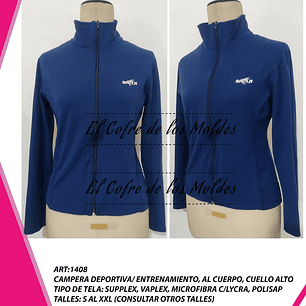 Molde Digital Chaqueta Deportiva Mujer, Pack Talles S Al Xxl