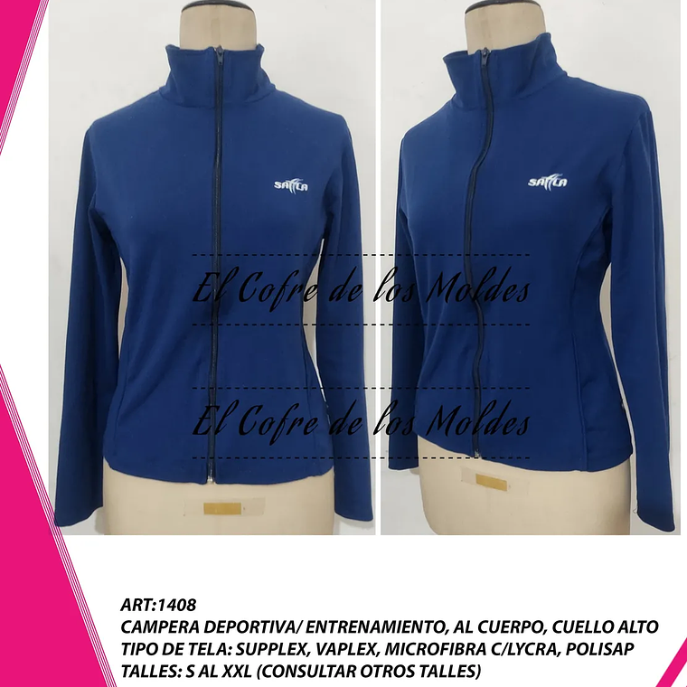 Molde Digital Chaqueta Deportiva Mujer, Pack Talles S Al Xxl 1