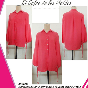 Molde Digital Blusa Camisera Manga Con Lazo, Pack Talles S A Xxl