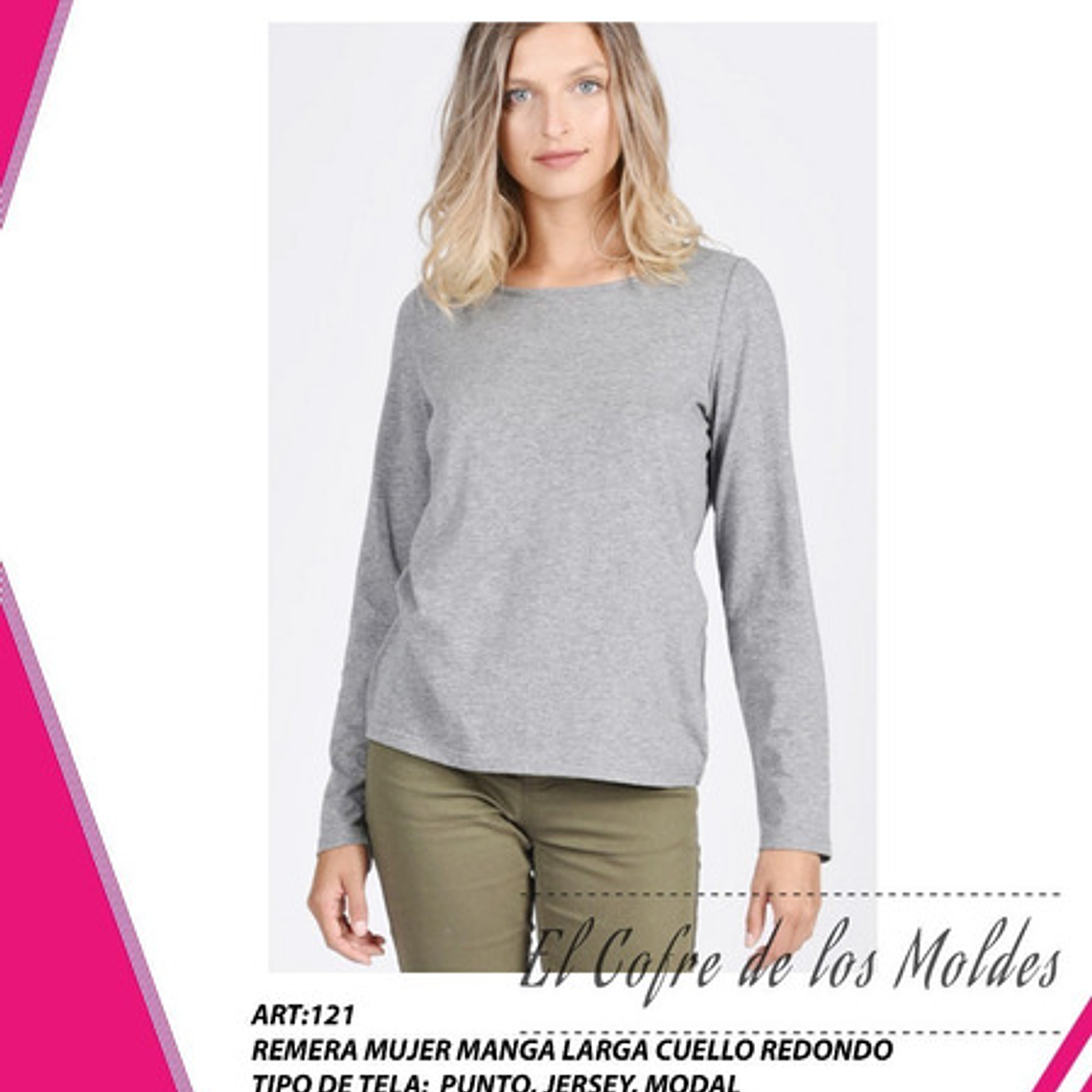 Molde Digital Polera Manga Larga Mujer Pack Talles S A Xxl 1