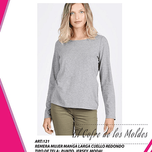 Molde Digital Polera Manga Larga Mujer Pack Talles S A Xxl