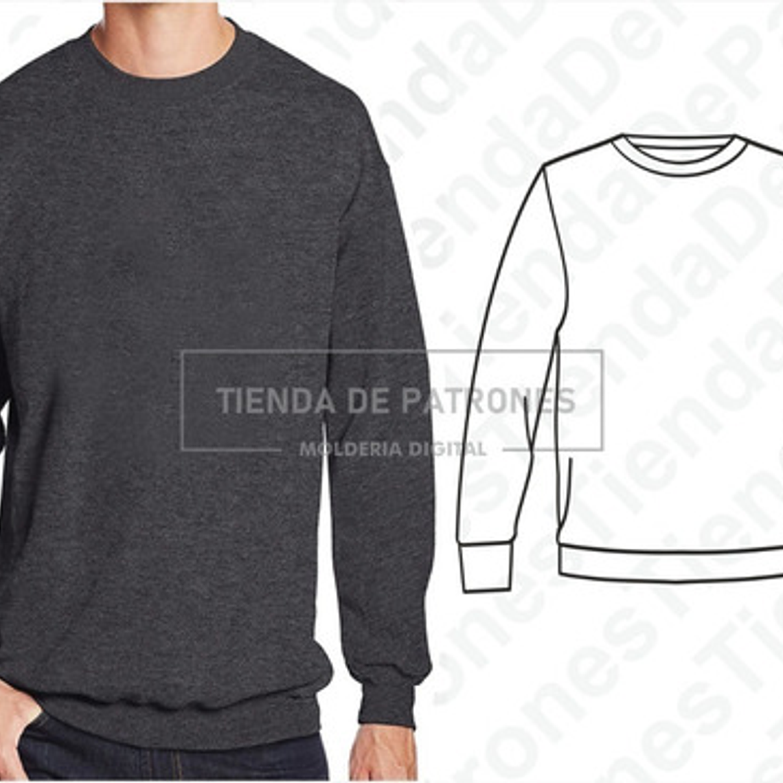 Molde Patrón Coreldraw Polerón Basico Hombre Del S Al 2xl 1