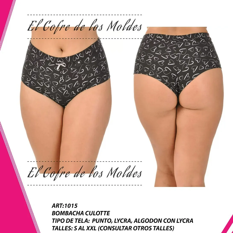 Molde Digital Interior Culotte, Patron Pack Talles S Al Xxl 1