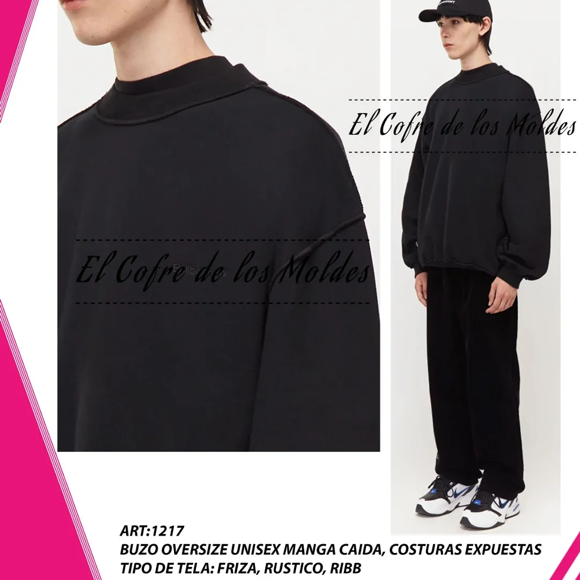 Molde Digital Polerón Oversize Costuras Expuestas, Talles S A Xxl 1