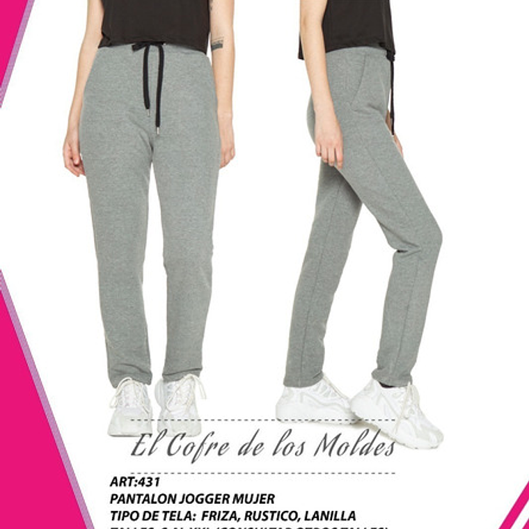 Molde Digital Pantalón Jogger Mujer, Pack Talles S Al Xxl 1