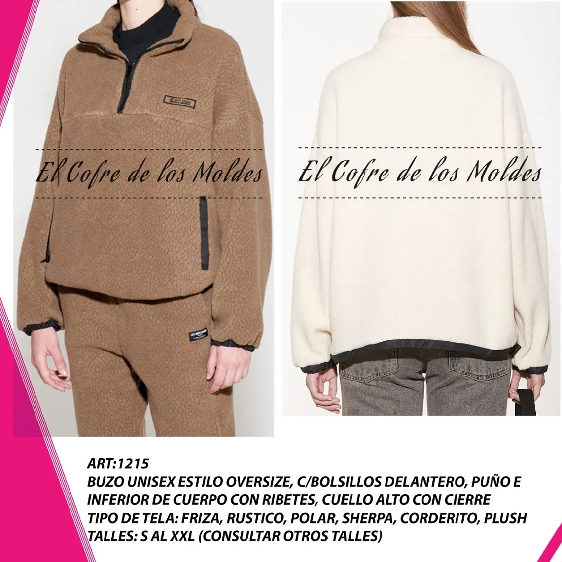 Molde Digital Polerón Unisex Oversize Cuello Alto, Talles S Al Xxl 1