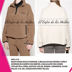 Molde Digital Polerón Unisex Oversize Cuello Alto, Talles S Al Xxl