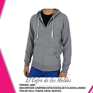 Molde Digital Chaqueta Canguro Con capucha Patron Pack 5 Talles