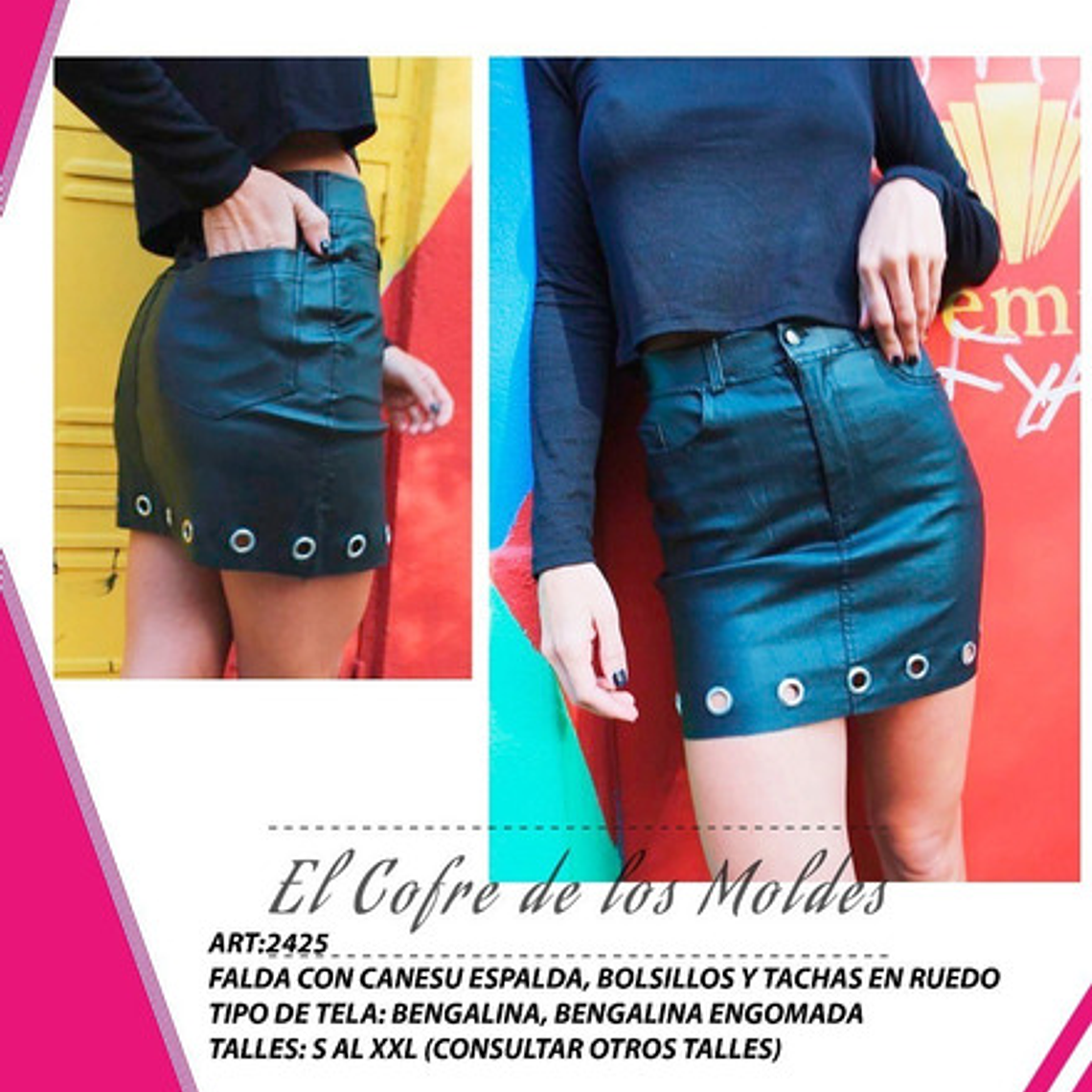 Molde Digital Falda Con canesu  bolsillos Pack Talles S A Xxl 1