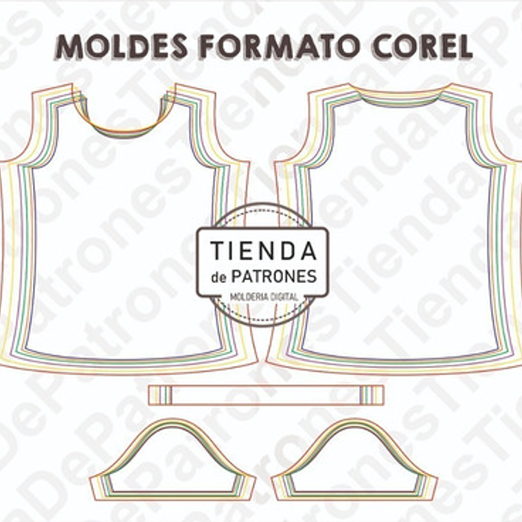 Molde Patron Coreldraw Polera Basica Mujer Del Xs Al 2xl  2