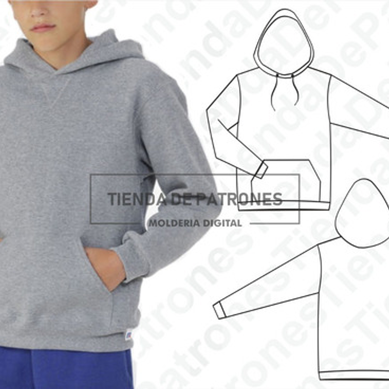 Molde Patron Imprimible Polerón Canguro Niños Talles Del 6 al 14 2