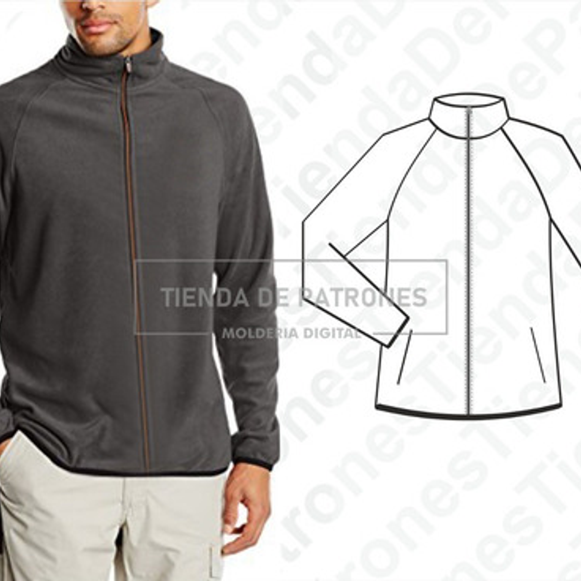 Molde Patron Imprimible Chaqueta Buzo Manga Ranglan Xs Al 2xl 1