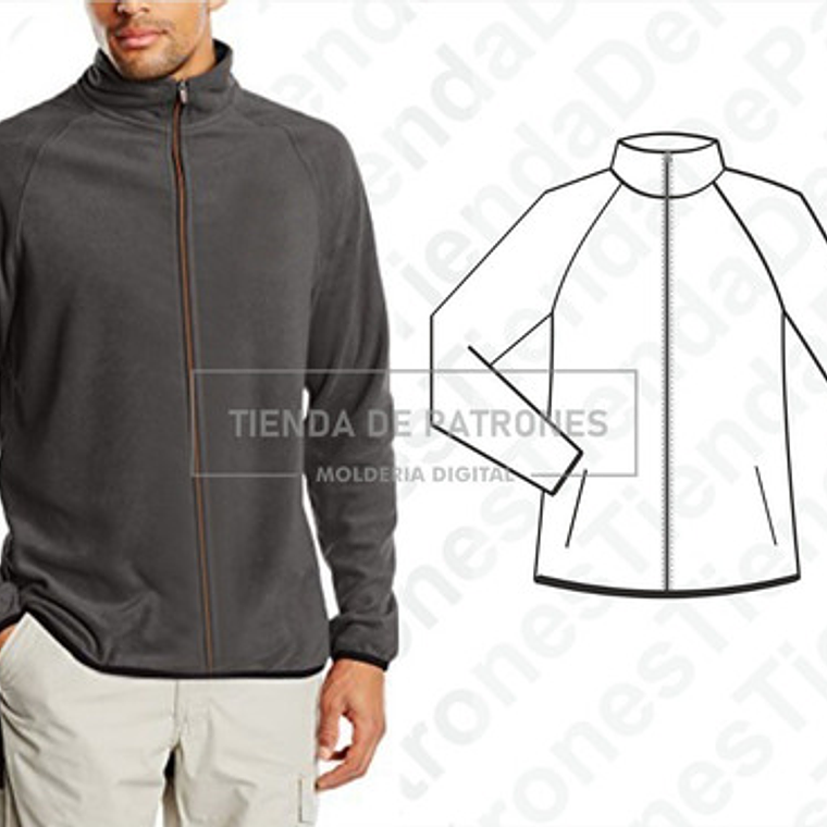 Molde Patron Imprimible Chaqueta Buzo Manga Ranglan Xs Al 2xl 1