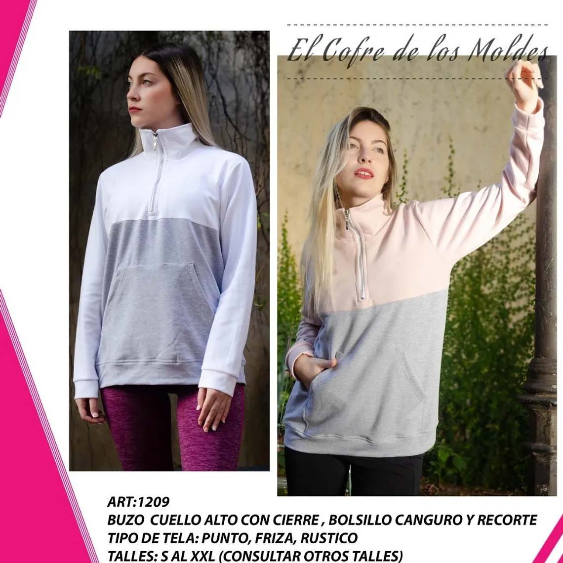 Molde Digital Polerón Cuello Alto Con recorte, pack Talles S A Xxl 1