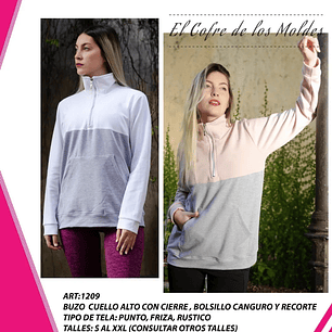 Molde Digital Polerón Cuello Alto Con recorte, pack Talles S A Xxl