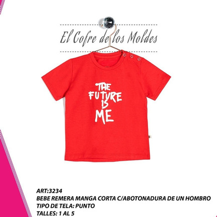 Molde Digital Polera Manga Corta Bebe Pack Talles 1 Al 5 1