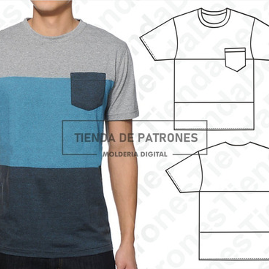 Molde Patron Imprimible Polera Hombre Talles Del S Al 2xl 2
