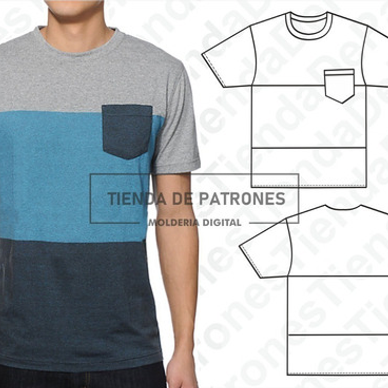 Molde Patron Imprimible Polera Hombre Talles Del S Al 2xl 2