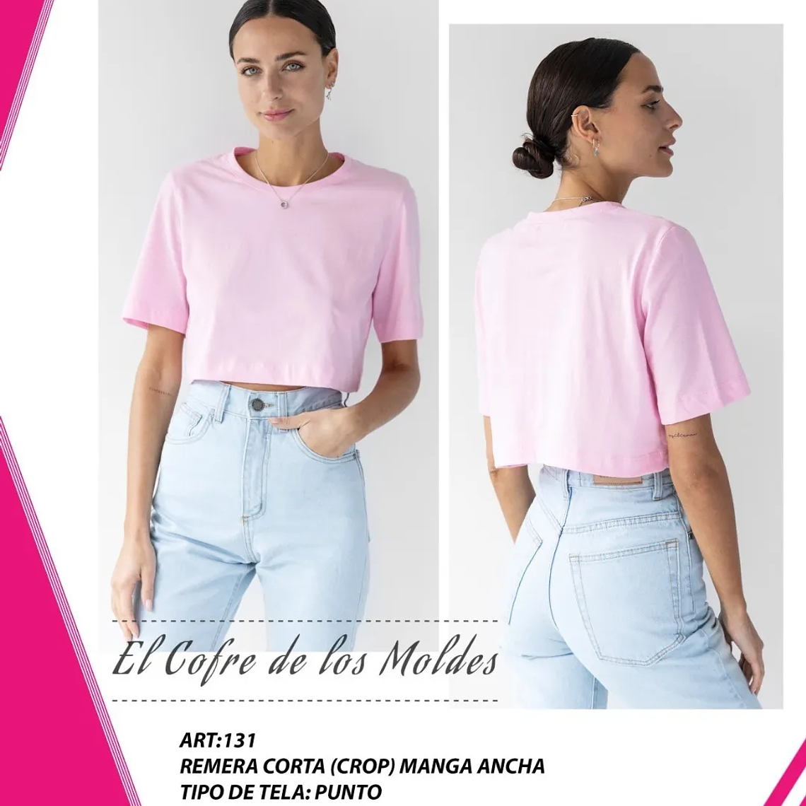 Molde Digital Polera Corta-crop Manga Ancha, Talles S Al Xxl 1