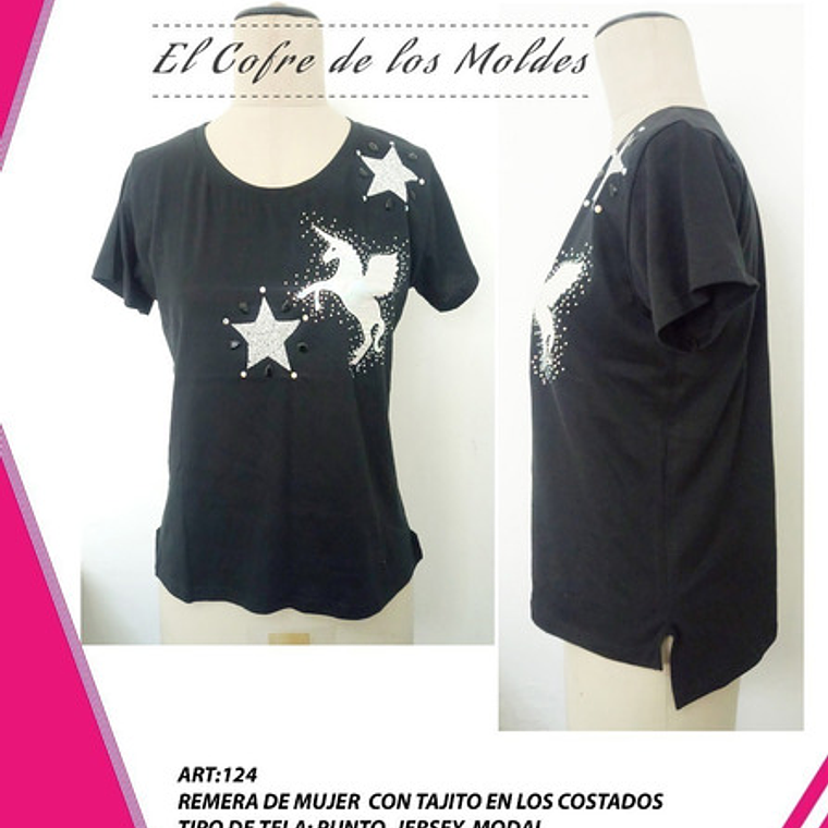 Molde Digital Polera Mujer C/tajito Costados Talles S A Xxl 1